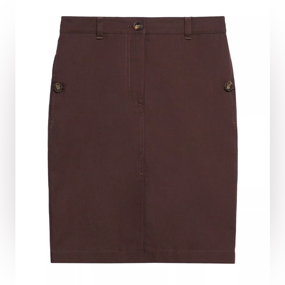 Weekend Max Mara Joan Cotton Linen Skirt Size 4 NWT Preppy Dark Brown Chocolate